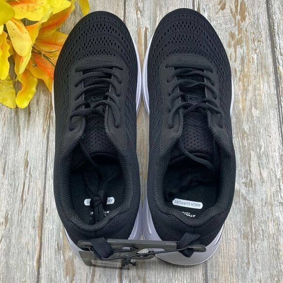 Women's Black Active Comfort Lace Up Sneakers Shoes Size 9.5 - Picture 4 of 10